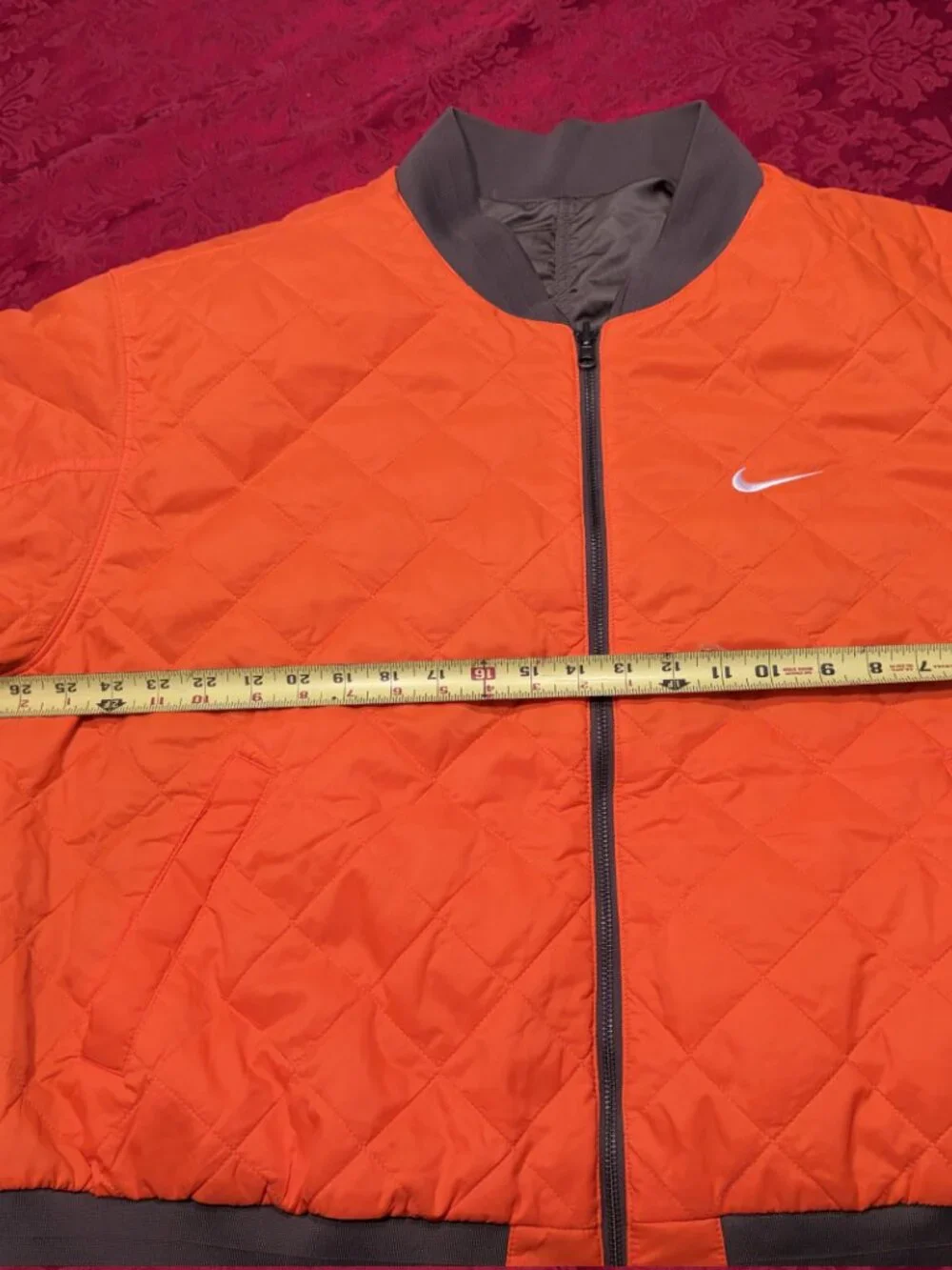 Nike Reversible Quilted Bomber Jacket Full Zip Orange Olive Green 1X